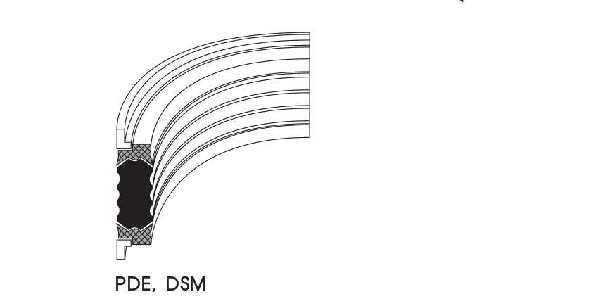 ตารางขนาด ซีลคอมแพ็ค ซีลลูกสูบดับเบิ้ลแอคติ้ง PDE, DSM (Compact Piston Seal NBR+Fabric-POM ทน 700 Bar)