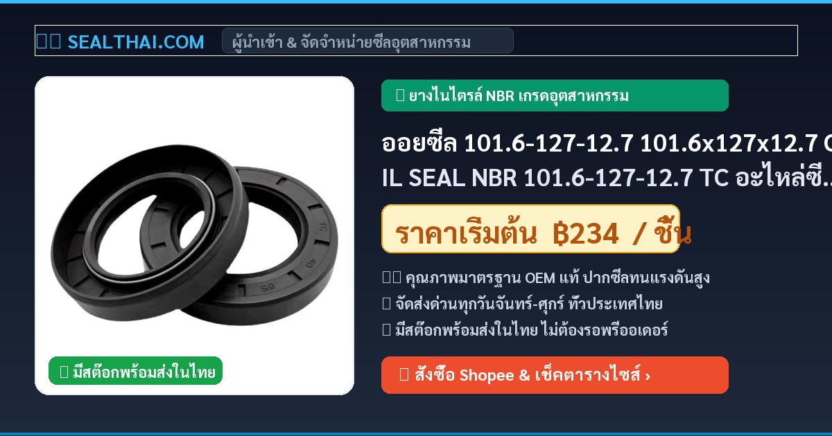 ออยซีล 101.6-127-12.7 101.6x127x12.7 OIL SEAL NBR 101.6-127-12.7 TC อะไหล่ซีลแท้ 100% ส่งจากไทย